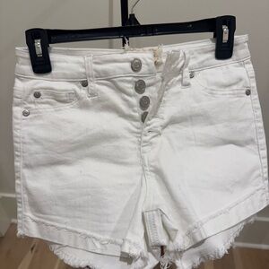 Altered State White Button-Fly Jean Shorts